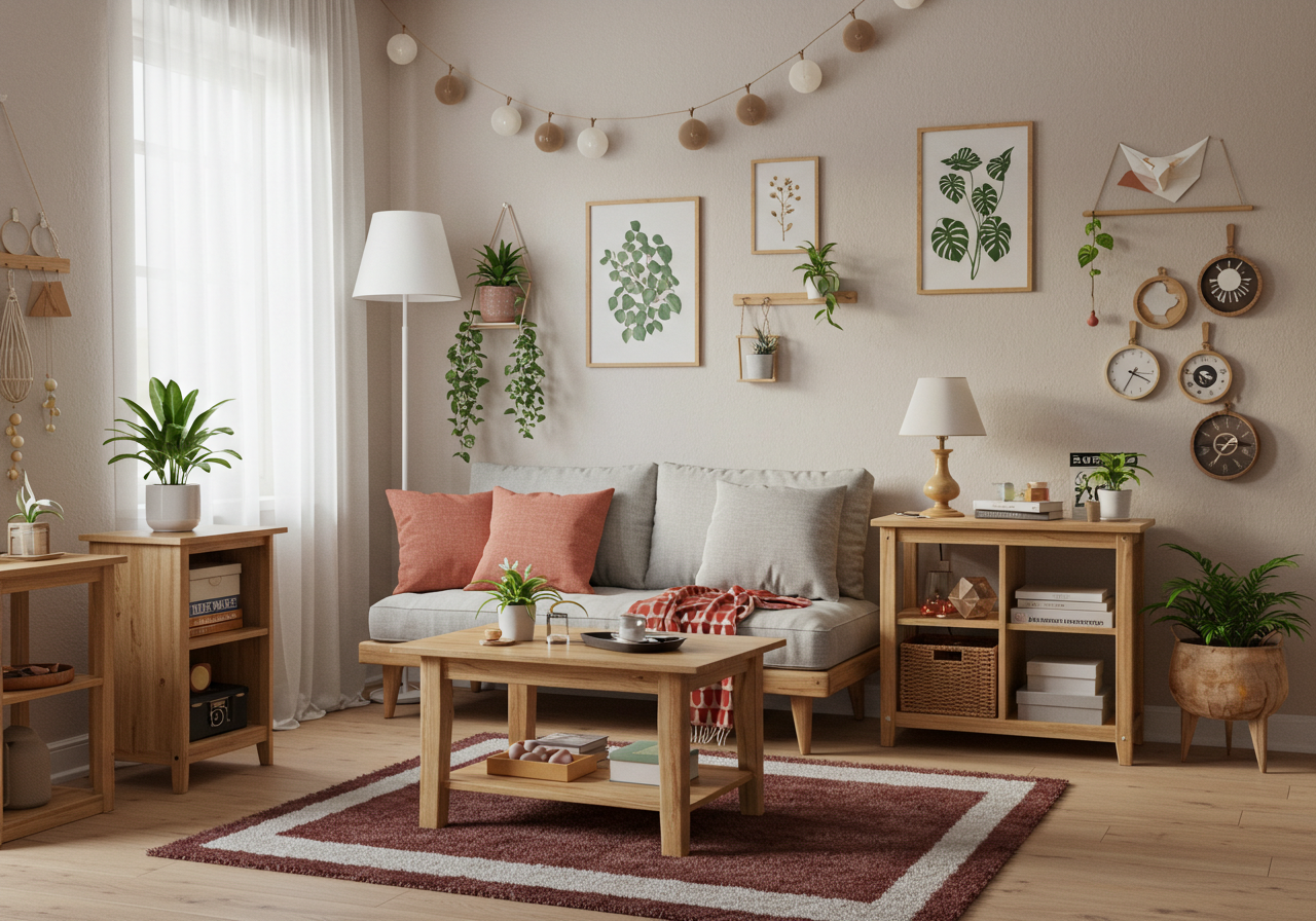 Collection of aesthetic DIY home decoration ideas featuring handmade decor, natural materials, and cozy styling