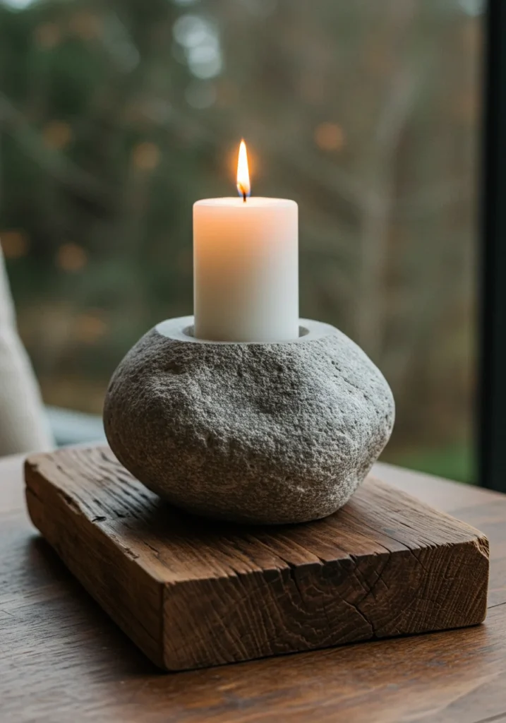 Handmade aesthetic candle holder crafted from natural materials