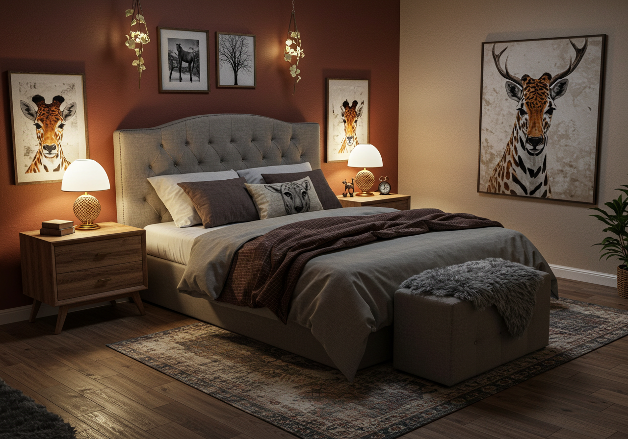 A collection of 15 therian bedroom décor ideas featuring nature-inspired themes, animal motifs, and earthy textures to create a wild and serene atmosphere.