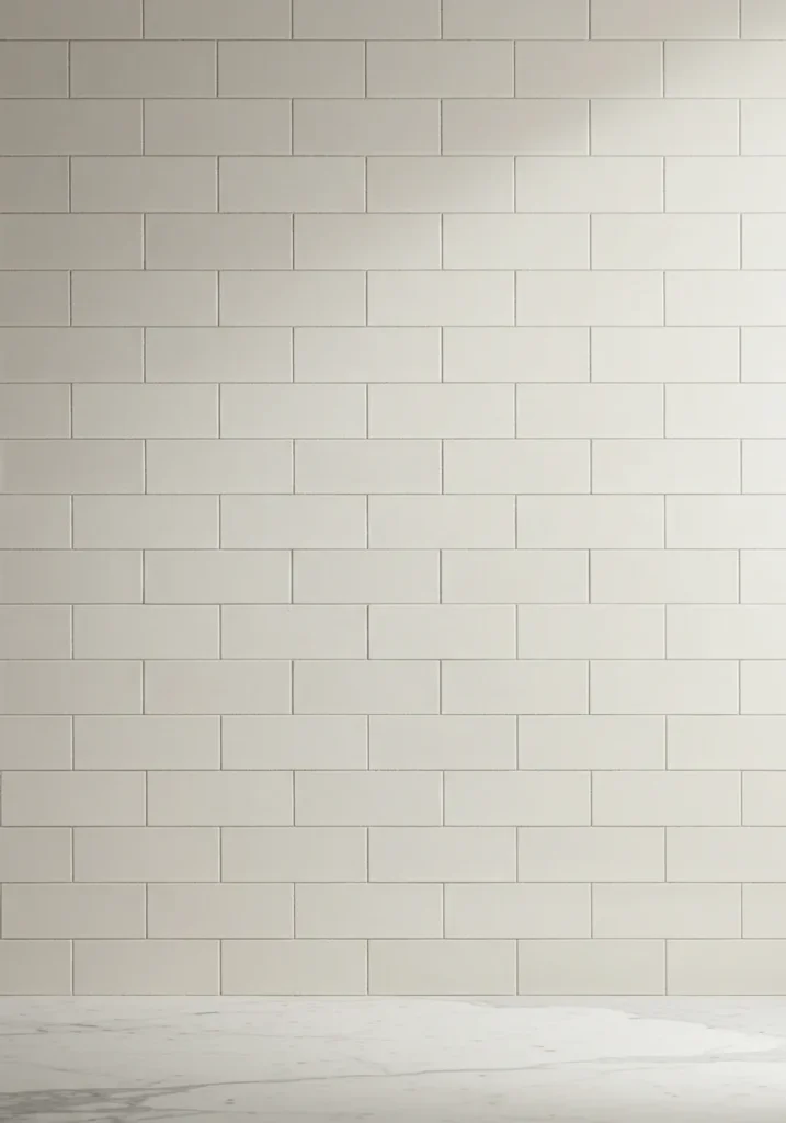 Simple yet elegant subway tile backsplash in off-white, perfect for any style of kitchen.